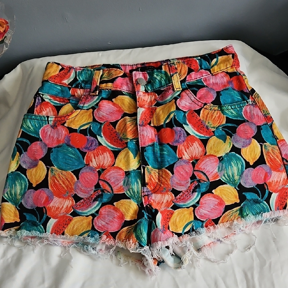 Zara Vibrant Fruit Pattern High Waist Shorts